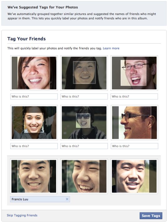 Facebook Facial Recognition Tagging