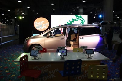 The iPad and Quest setup in the Fun Zone Nissan Quest Fun Zone