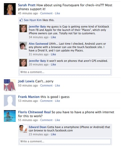 Comments on Gap's Facebook Wall Gap Facebook Wall Comments